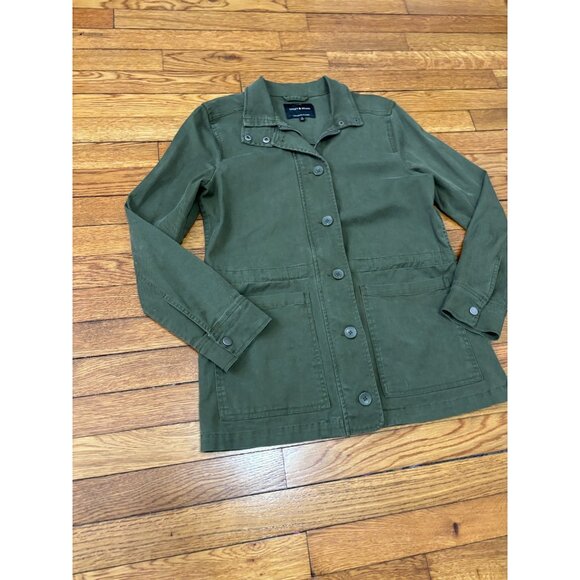 Lucky Brand Womens Utility Jacket Sz Small Army Green Zip Button Stretch Cotton - Picture 3 of 6